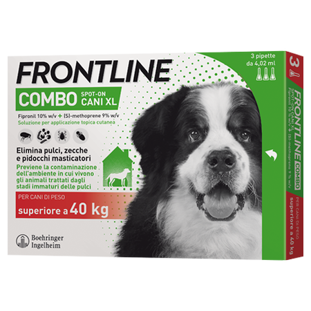 FRONTLINE COMBO SPOT-ON CANI XL*soluz 3 pipette 4,02 ml 402 mg + 361,8 mg cani > 40 Kg image not present