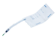 CATETERE VESCICALE AUTOLUBRIFICANTE LIQUICK X-TREME PLUS RIVESTIMENTO IDROFILO CON SACCA RACCOGLI URINA DIAMETRO CH12 LUNGHEZZA 43 CM PUNTA ERGOTHAN 2 FORI SFALSATI 30 PEZZI