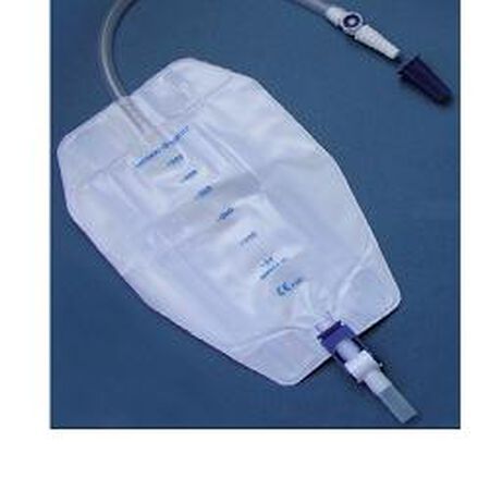 SACCA RACCOGLI URINA DA GAMBA PER INCONTINENZA 3 CAMERE COMFORT 500 ML STERILE IN PVC LATO RIVESTITO TNT CON TUBO DIRITTO 30 CM 8 PEZZI image not present