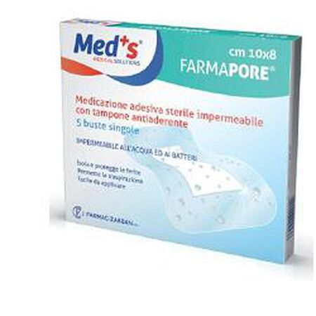 MEDS PORE MEDICAZIONE IN POLIURETANO ADESIVA IMPERMEABILE 10X8CM 5 PEZZI image not present