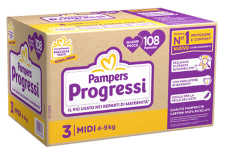 PAMPERS QUADRI PROGRESSI MIDI 108 PEZZI image not present