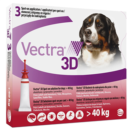 VECTRA 3D*spot-on soluz 3 pipette 8 ml 436 mg + 38,7 mg + 3.175 mg cani > 40 Kg, tappo rosso image not present
