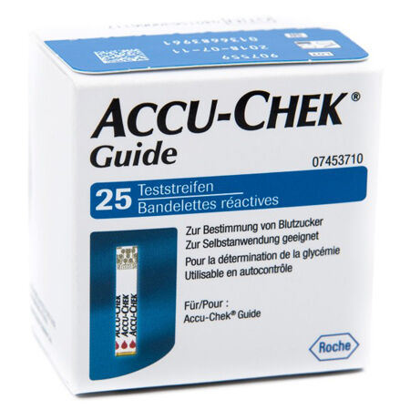 STRISCE MISURAZIONE GLICEMIA ACCU-CHEK GUIDE 25 PEZZI CONFEZIONE RETAIL image not present