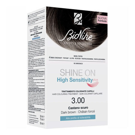 SHINE ON HIGH SENSITIVITY PLUS CASTANO SCURO 3,00 RIVELATORE IN CREMA 75 ML + CREMA COLORANTE 50 ML image not present