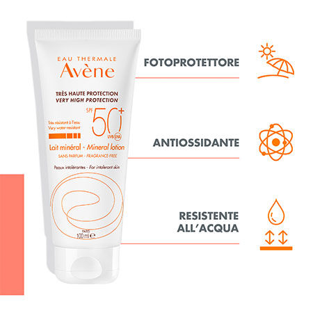 EAU THERMALE AVENE SOLARE LATTE SCHERMO MINERALE SPF 50+ 100 ML image not present