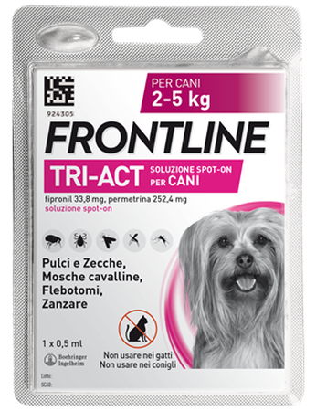 FRONTLINE TRI-ACT*spot-on soluz 1 pipetta 0,5 ml 33,38 mg + 252,4 mg cani da 2 a 5 kg image not present