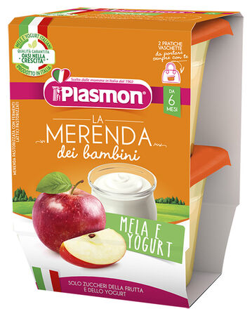 PLASMON LA MERENDA DEI BAMBINI SAPORI DI NATURA MELA YOGURT ASETTICO 2 X 120 G image not present