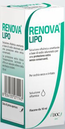 RENOVA COLLIRIO SOSTITUTO LACRIMALE A BASE DI ACIDO IALURONICO 0,4% E LIPIDI FLACONE DA 10 ML SENZA CONSERVANTI image not present