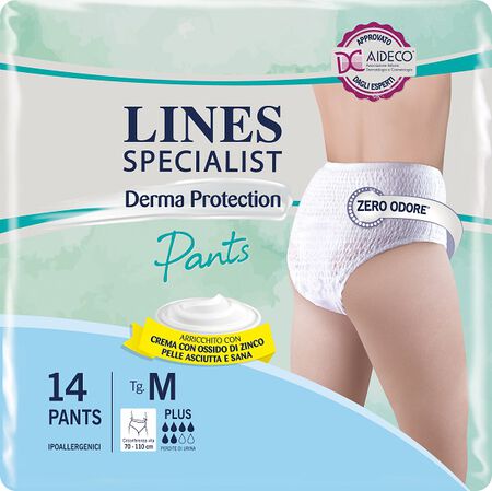 PANNOLONE PER INCONTINENZA LINES SPECIALIST DERMA PANTS PLUS M 14 PEZZI image not present