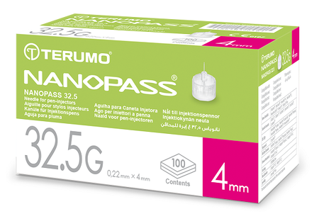 AGO PER PENNA DA INSULINA NANOPASS 32,5 GAUGE LUNGHEZZA 4 MM 100 PEZZI image not present