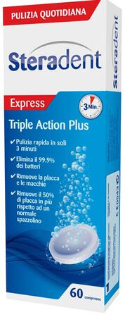 STERADENT TRIPLE ACTION PLUS 60 COMPRESSE PULENTI image not present