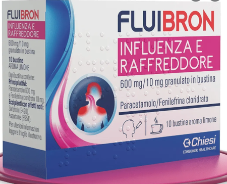 FLUIBRON INFLUENZA E RAFFREDDORE*orale grat 10 bust 600 mg + 10 mg image not present