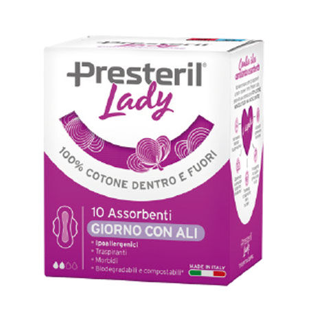 LADY PRESTERIL ASSORBENTI GIORNO CON ALI RIPIEGATI BIODEGRADABILI 10 PEZZI image not present