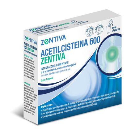 ACETILCISTEINA 600 ZENTIVA 10 BUSTINE BIPARTITE GUSTO TROPICAL image not present