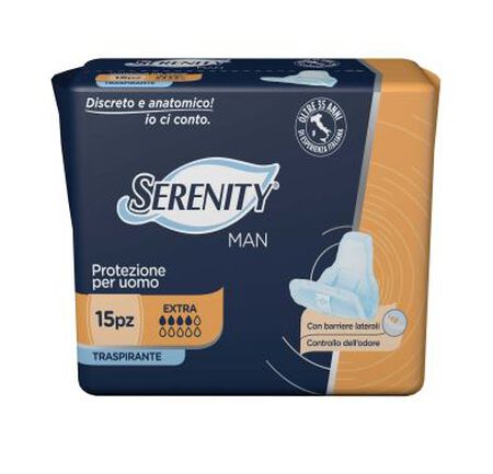 PANNOLINO SERENITY LIGHT MAN EXTRA CON ADESIVO O ALTRO FISSAGGIO 15 PEZZI image not present