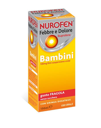 NUROFEN FEBBRE E DOLORE*BB orale sosp 150 ml 100 mg/5 ml fragola senza zucchero con siringa image not present