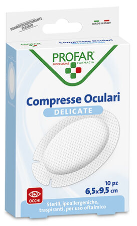 COMPRESSE OCULARI CON GARZA ANTIADERENTE 9,5X6,5 CM 10 PEZZI PROFAR image not present