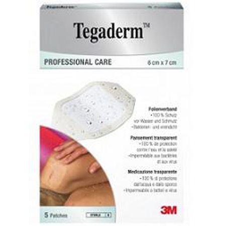 TEGADERM MEDICAZIONE IMPERMEABILE TRASPARENTE 5 PEZZI 6X7 CM image not present