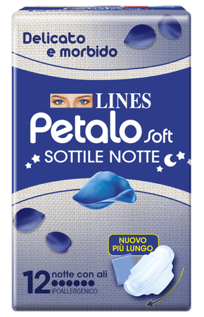 LINES PETALO SOFT SOTTILE NOTTE CON ALI IPOALLERGENICO 12 PEZZI image not present