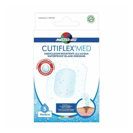 MEDICAZIONE AUTOADESIVA TRASPARENTE IMPERMEABILE MASTER-AID CUTIFLEXMED 10X12 CM 5 PEZZI image not present